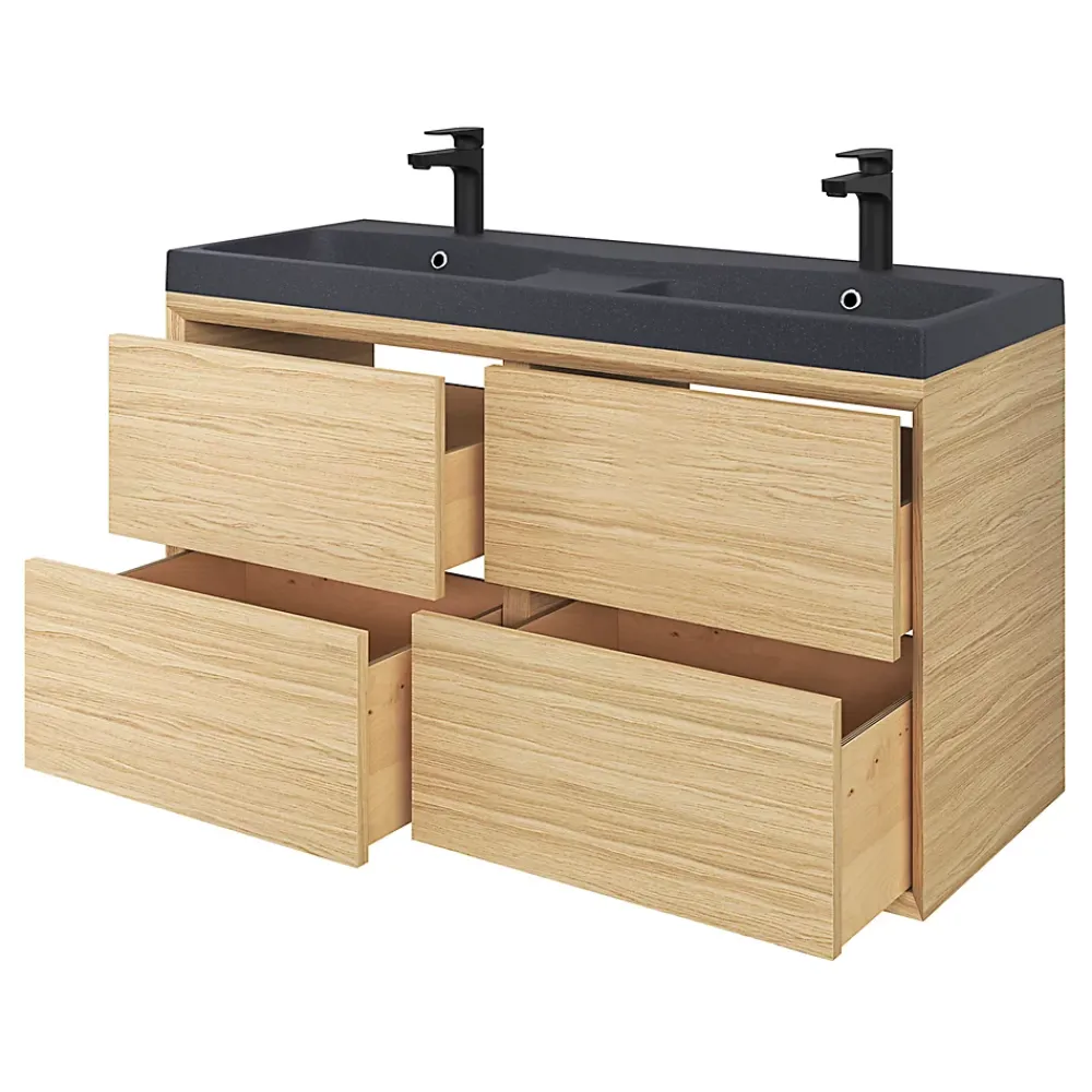 GoodHome Plan double vasque noir Mila 120 cm