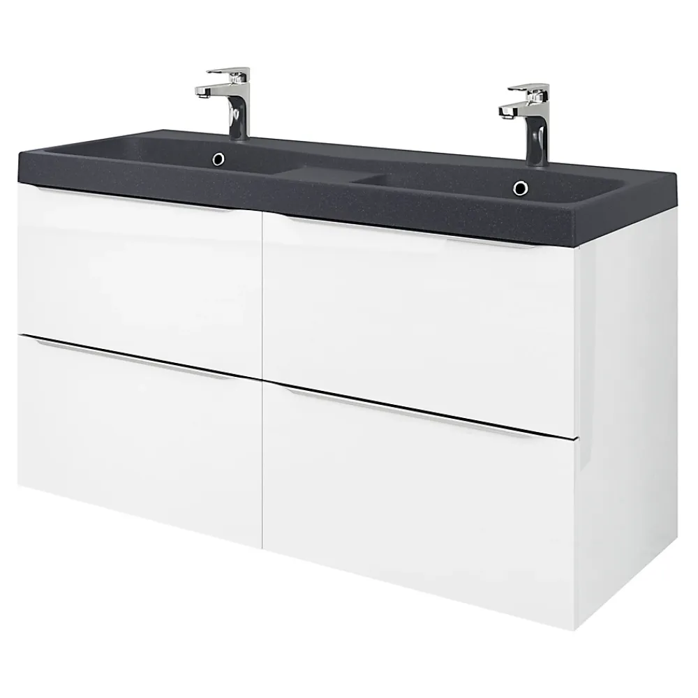 GoodHome Plan double vasque noir Mila 120 cm