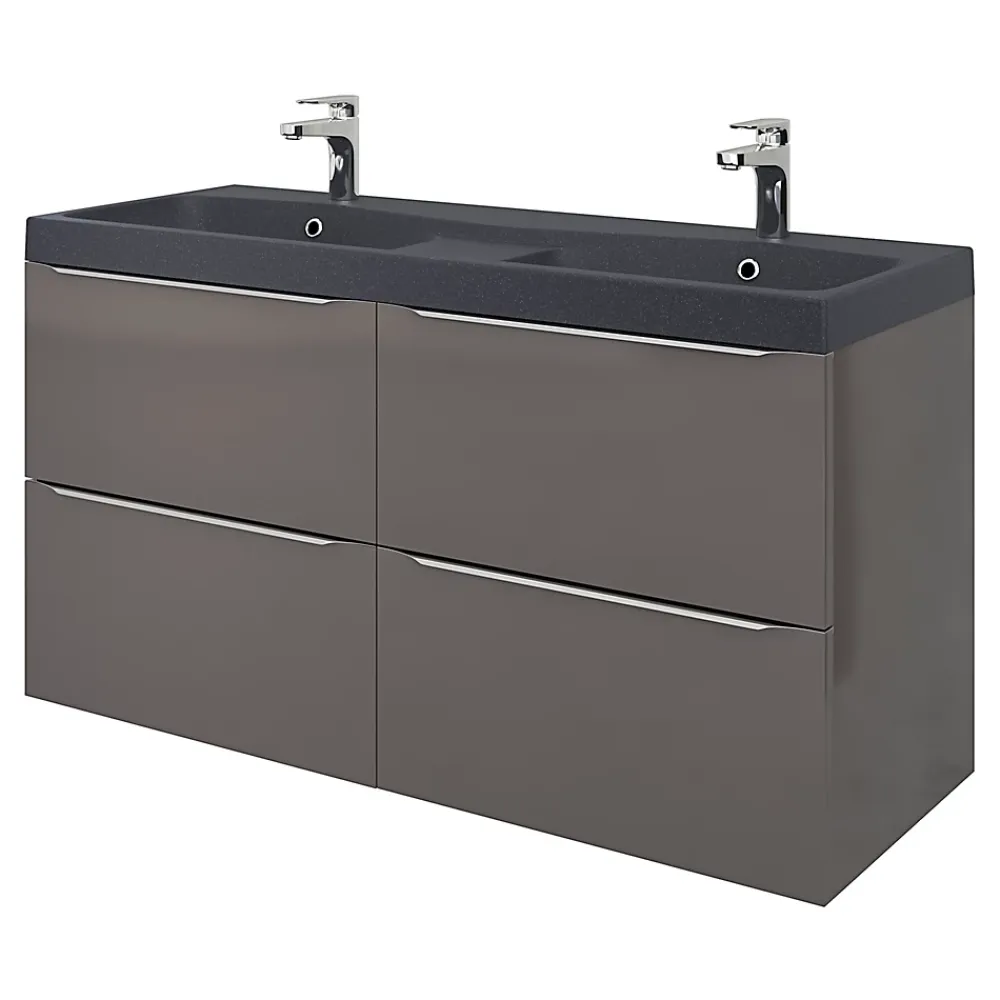 GoodHome Plan double vasque noir Mila 120 cm