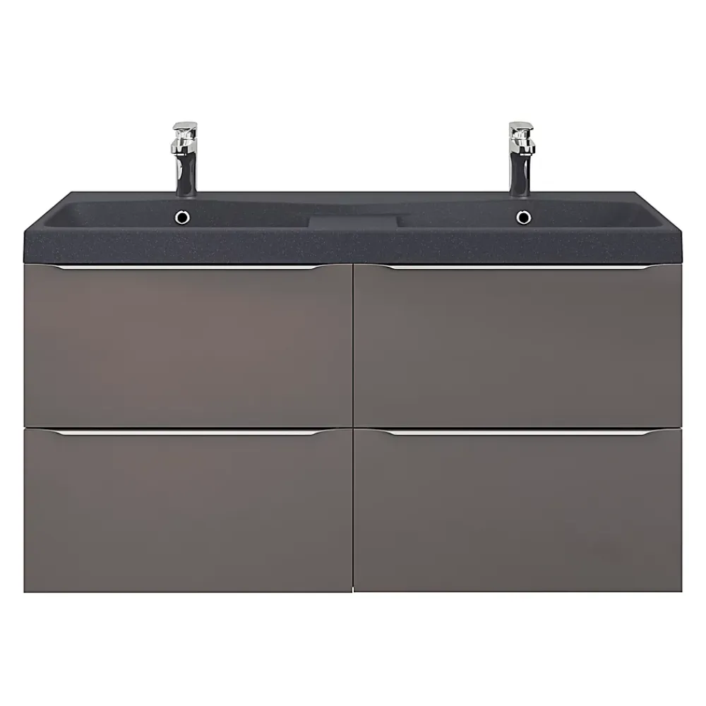GoodHome Plan double vasque noir Mila 120 cm