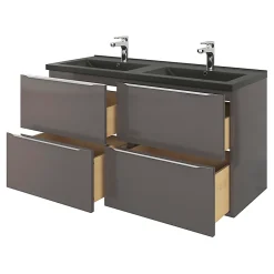 Plan Double Vasque|GoodHome Plan double vasque noir Nira 120 cm