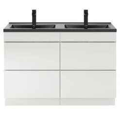 Plan Double Vasque|GoodHome Plan double vasque noir Nira 120 cm
