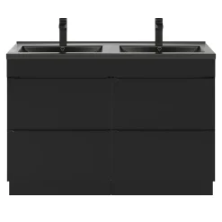 Plan Double Vasque|GoodHome Plan double vasque noir Nira 120 cm