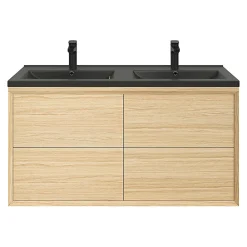 Plan Double Vasque|GoodHome Plan double vasque noir Nira 120 cm