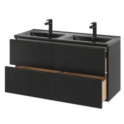 Plan Double Vasque|GoodHome Plan double vasque noir Nira 120 cm