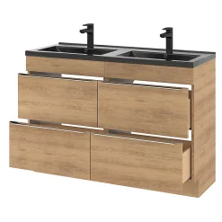Plan Double Vasque|GoodHome Plan double vasque noir Nira 120 cm