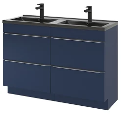 Plan Double Vasque|GoodHome Plan double vasque noir Nira 120 cm
