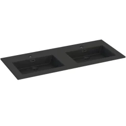 Plan double vasque noir mat en résine l.120 cm, Pamili
