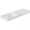 Sanindusa Plan double Vasque rectangulaire céramique traditionnelle 100x35 Vista blanc