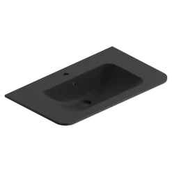 Plan Simple Vasque| Plan simple vasque à encastrer résine noir mat Alba 86 cm
