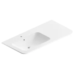 Plan Simple Vasque| Plan simple vasque à gauche à encastrer résine blanc mat Alba 106 cm