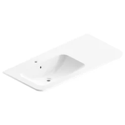 Plan Simple Vasque| Plan simple vasque à gauche à encastrer résine blanc brillant l.106 cm, Alba