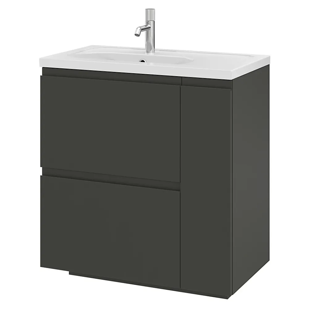 GoodHome Plan simple vasque l.80,6 x H.12,3 x P.45,2 cm, en céramique blanche, levanna