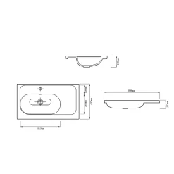 GoodHome Plan simple vasque l.80,6 x H.12,3 x P.45,2 cm, en céramique blanche, levanna