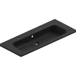 Plan Double Vasque|Ipiemme SRL Plan simple vasque noir en résine l.120 cm pour 2 robinets, Pura+