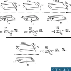 Stano Plan suspendu pour vasque TOP chêne 80 x 46 cm