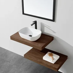 Plan De Travail Salle De Bains|Stano Plan suspendu pour vasque TOP noyer 120 x 46 cm