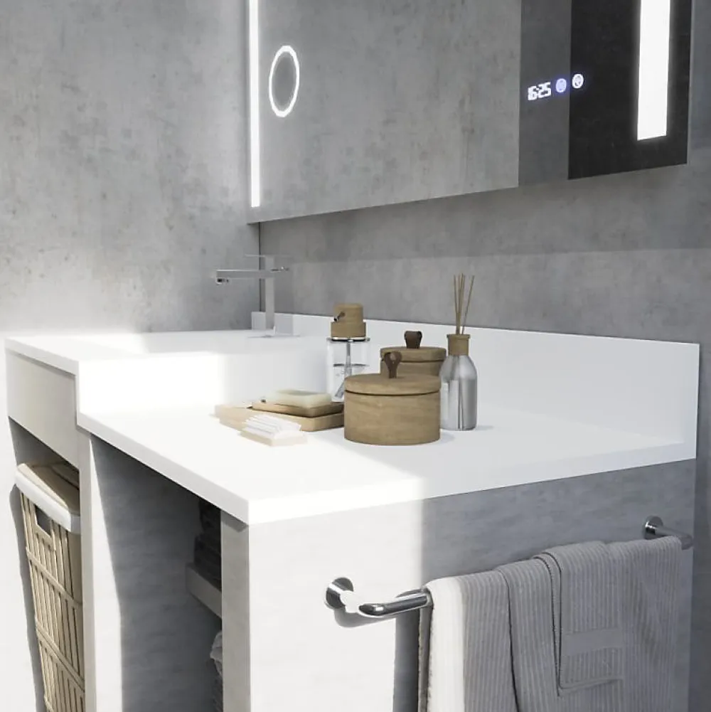 Cuisibane Plan vasque 120 cm en résine 1 vasque décentrée - ATOLL