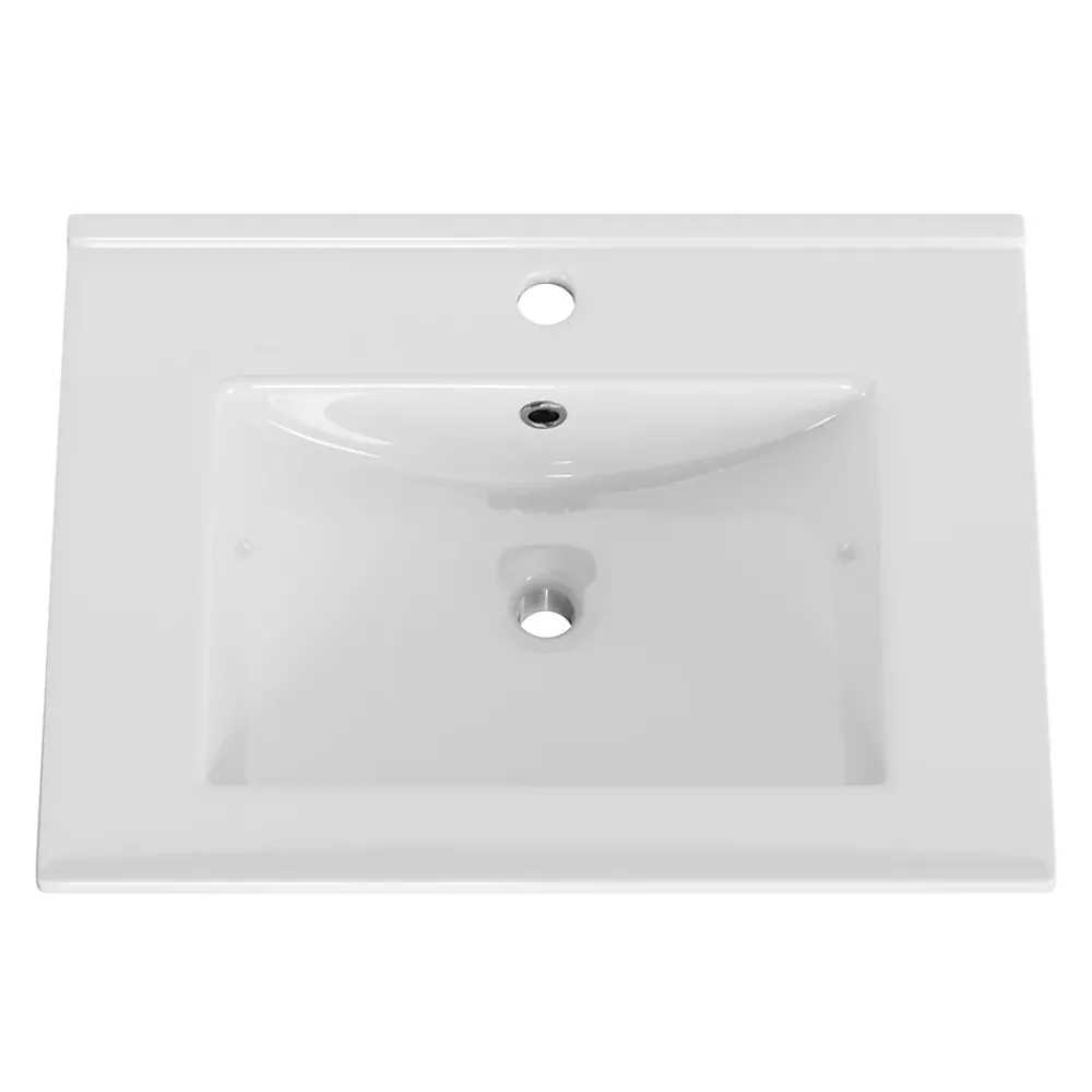 Plan vasque à encastrer blanc en céramique l.61 cm, Opah