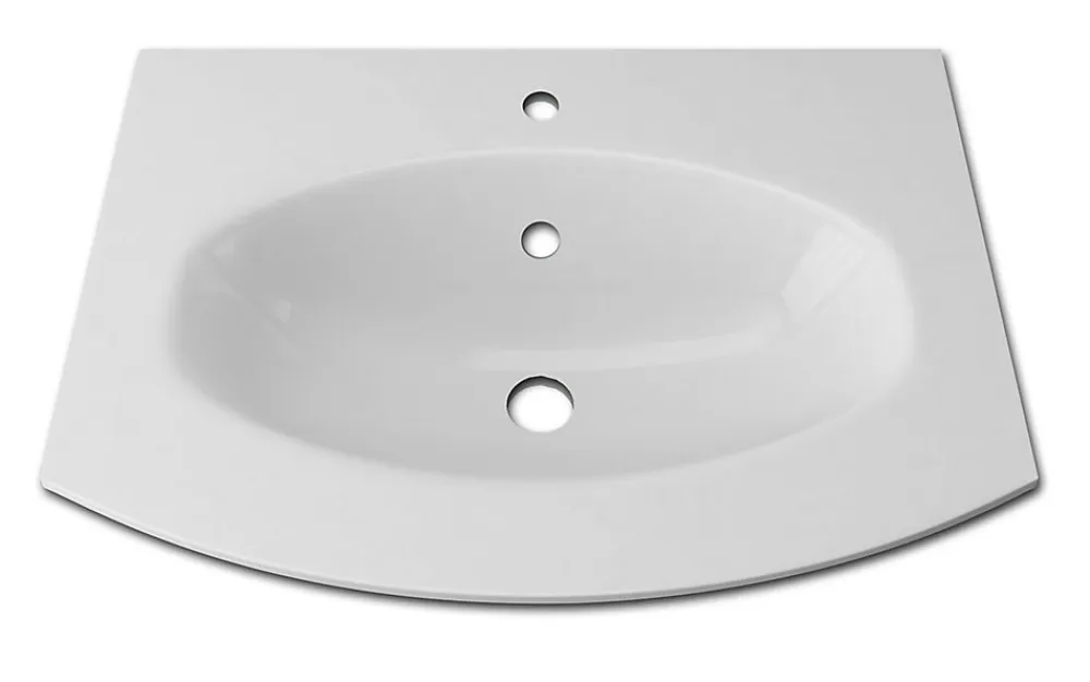 Plan Simple Vasque| Plan vasque à encastrer l.69 cm blanc en résine, Vague
