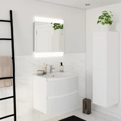 Plan Simple Vasque| Plan vasque à encastrer l.69 cm blanc en résine, Vague