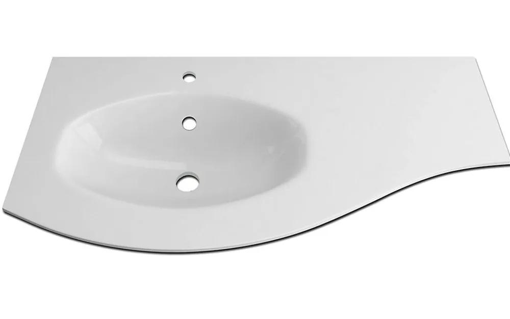 Plan vasque à gauche résine 104 cm Vague