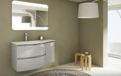 Plan vasque à gauche résine 104 cm Vague