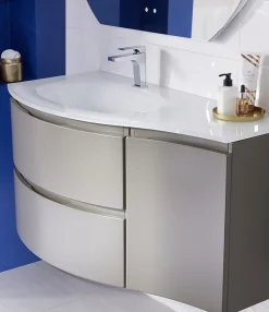 Plan vasque à gauche verre 104 cm Vague