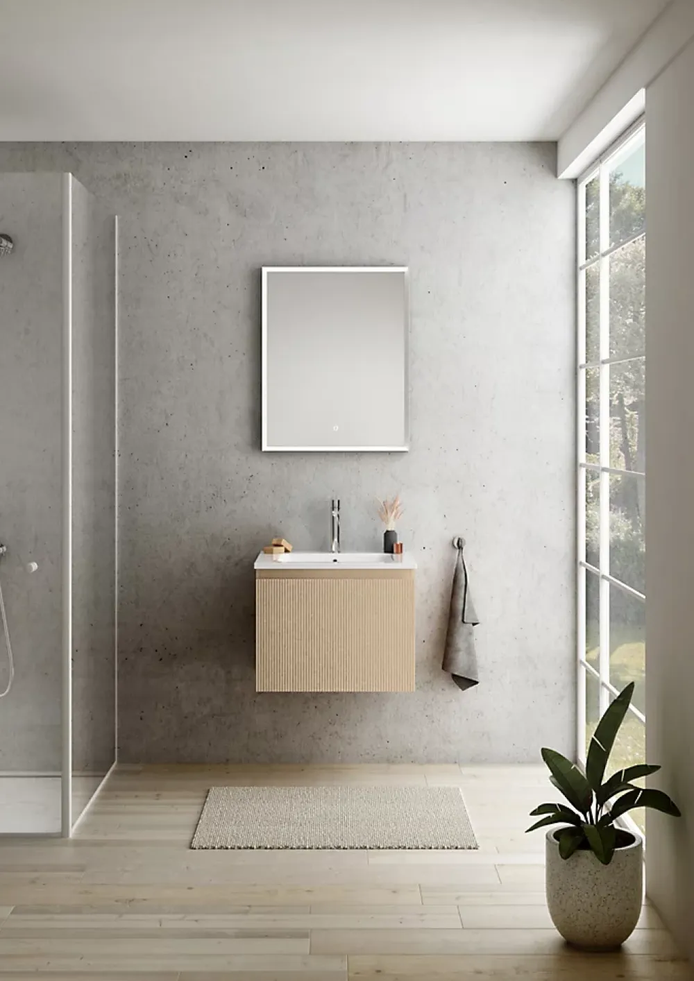 Ipiemme SRL Plan vasque blanc en céramique l.60 cm, Pura+