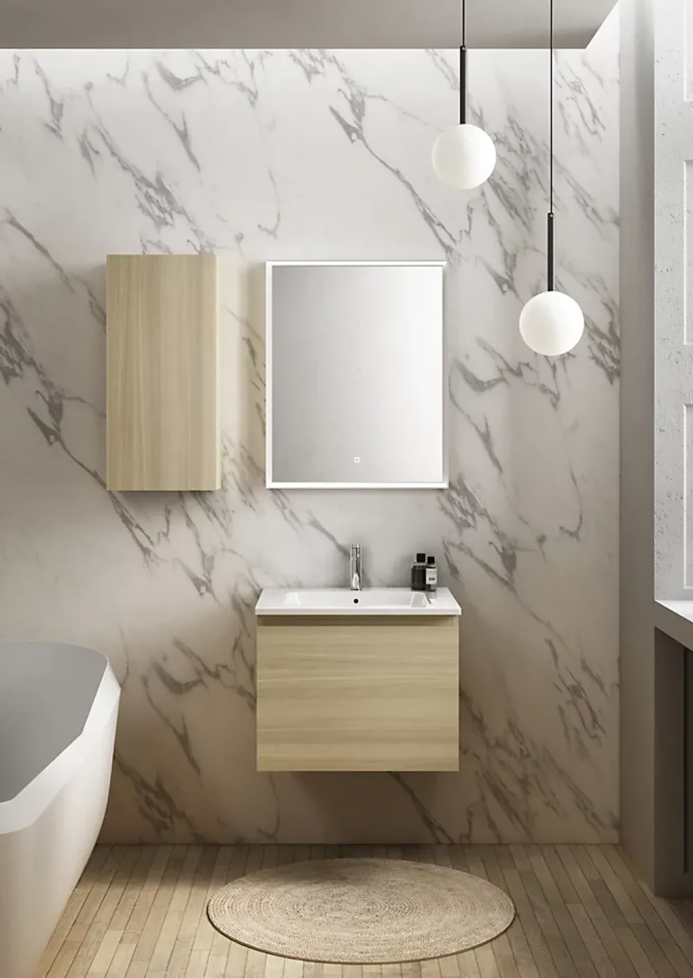 Ipiemme SRL Plan vasque blanc en céramique l.60 cm, Pura+