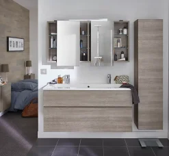Plan Double Vasque| Plan vasque blanc en céramique l.120 cm, Calao