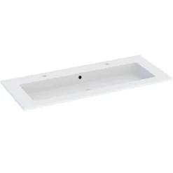 Plan Double Vasque| Plan vasque blanc en céramique l.120 cm, Calao