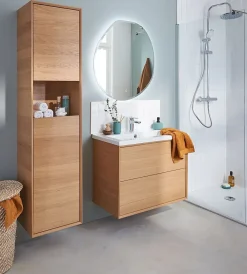 GoodHome Plan vasque blanc en céramique l.80 cm Nira