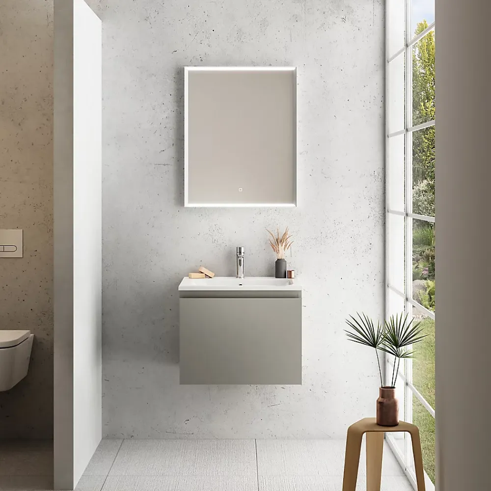 Plan Simple Vasque|Ipiemme SRL Plan vasque blanc en résine l.60 cm, Pura+