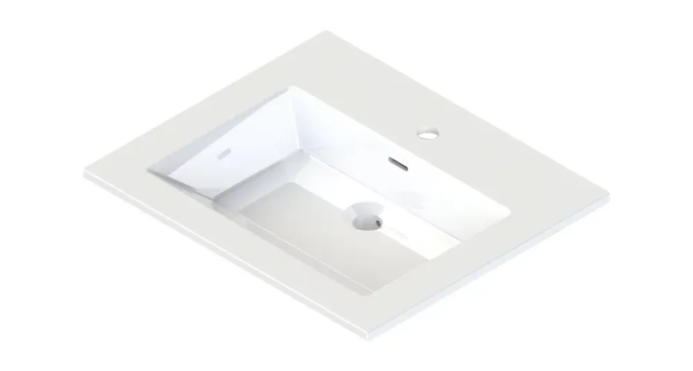 Plan Simple Vasque| Plan vasque blanc en résine l.60 cm, Pamili