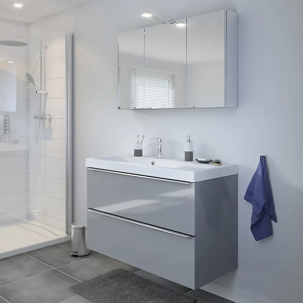 GoodHome Plan vasque blanc en résine l.100 cm Mila