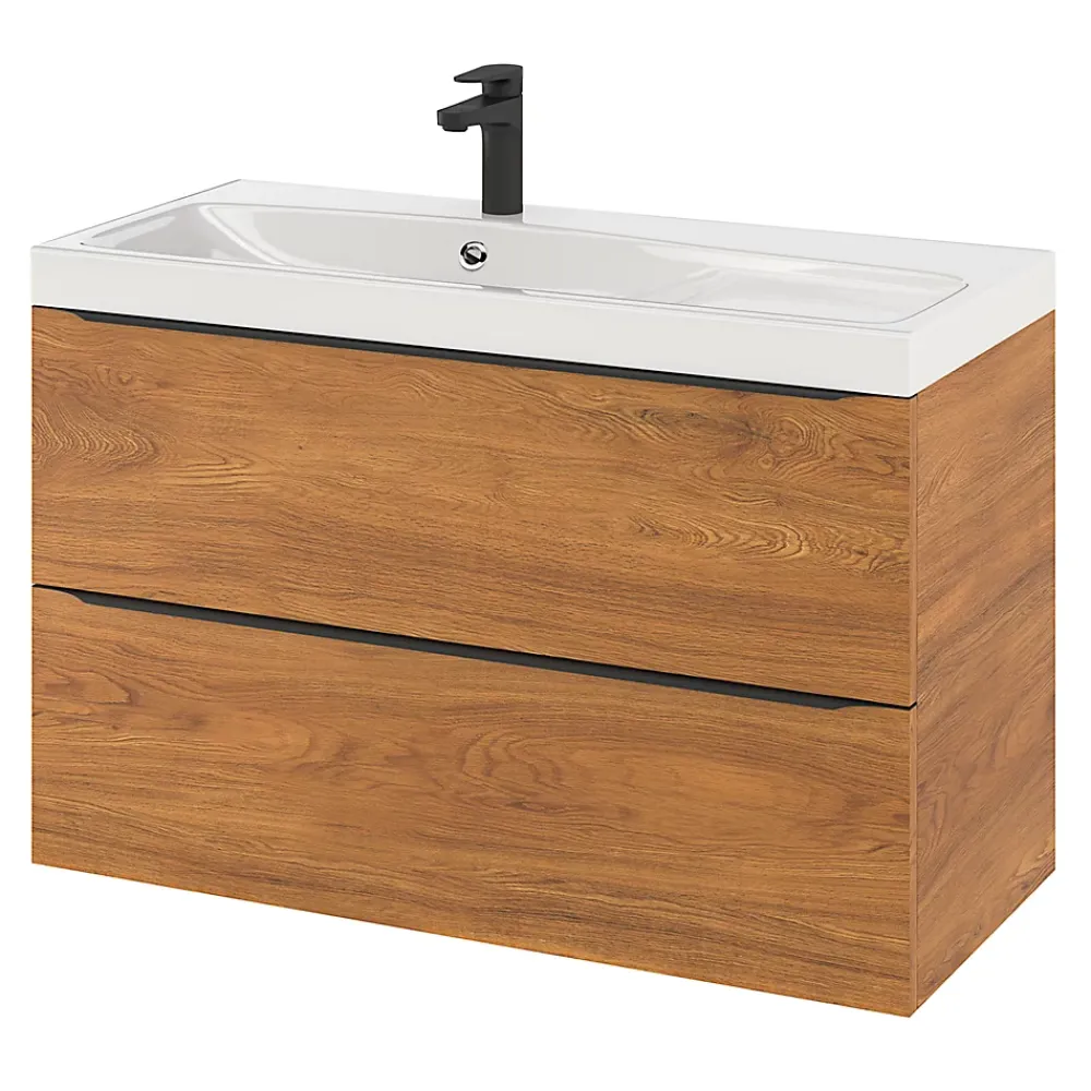 GoodHome Plan vasque blanc en résine l.100 cm Mila