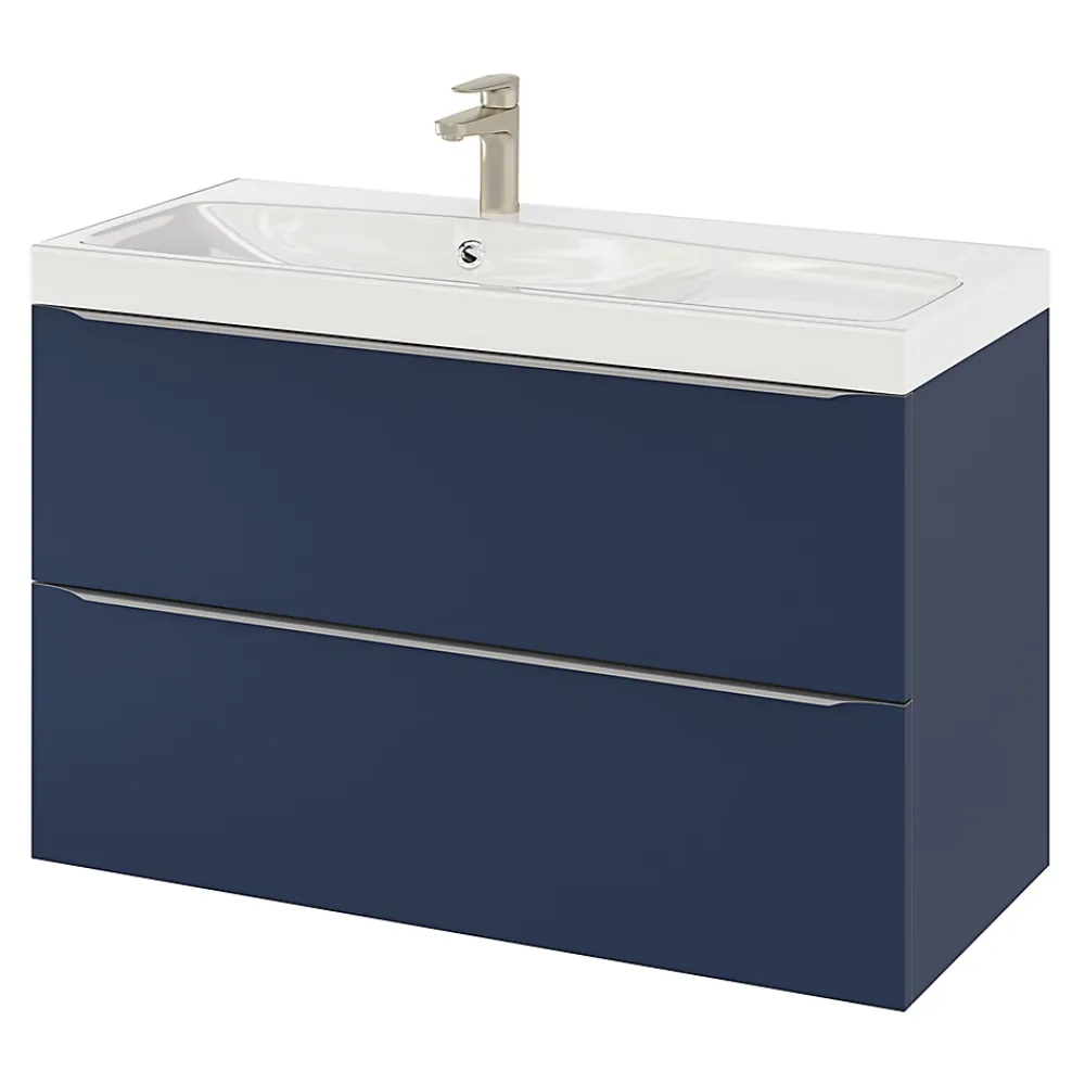 GoodHome Plan vasque blanc en résine l.100 cm Mila