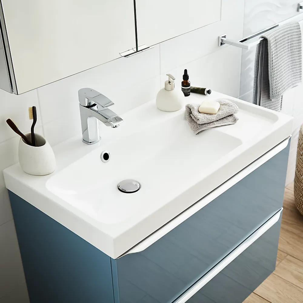 Plan Simple Vasque|GoodHome Plan vasque blanc Mila 80 cm