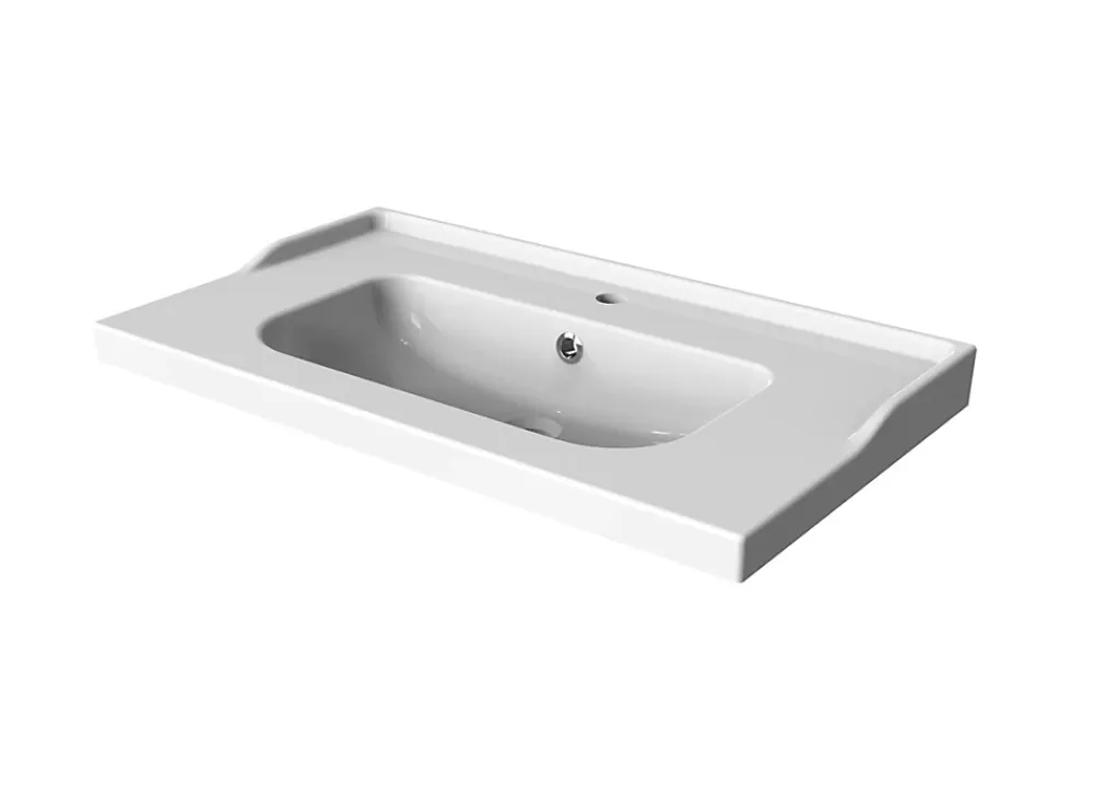 GoodHome Plan vasque blanc Lana 80 cm