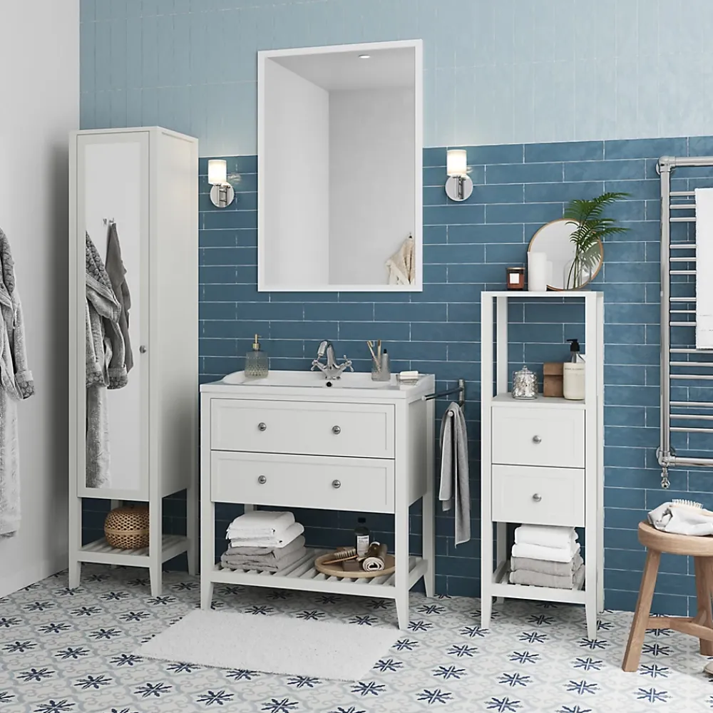 GoodHome Plan vasque blanc Lana 80 cm