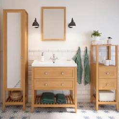 GoodHome Plan vasque blanc Lana 80 cm