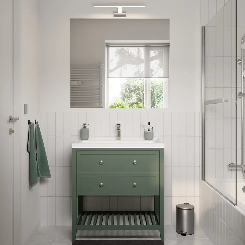 GoodHome Plan vasque blanc Lana 80 cm