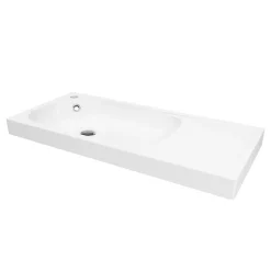 GoodHome Plan vasque blanc satin en résine l.80,4 x P.36,2 cm, Maza