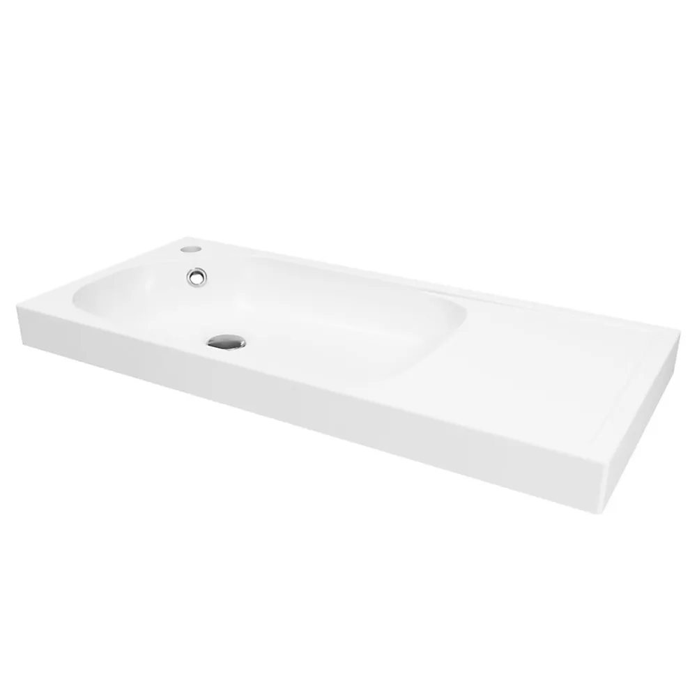GoodHome Plan vasque blanc satin en résine l.80,4 x P.36,2 cm, Maza