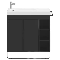 GoodHome Plan vasque blanc satin en résine l.80,4 x P.36,2 cm, Maza