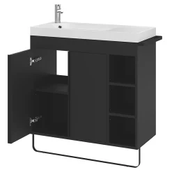 GoodHome Plan vasque blanc satin en résine l.80,4 x P.36,2 cm, Maza