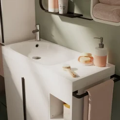 GoodHome Plan vasque blanc satin en résine l.80,4 x P.36,2 cm, Maza