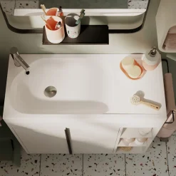GoodHome Plan vasque blanc satin en résine l.80,4 x P.36,2 cm, Maza