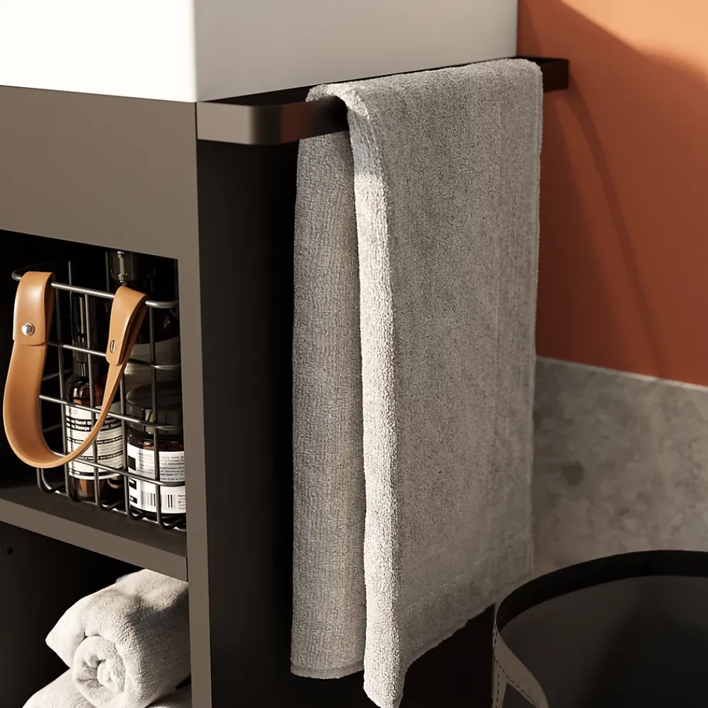 GoodHome Plan vasque blanc satin en résine l.80,4 x P.36,2 cm, Maza